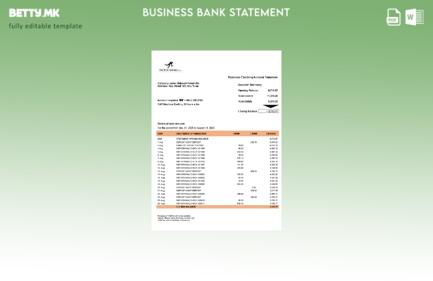 модерен стил Словенија Фактор банка цврста сметка на шаблон Word и PDF